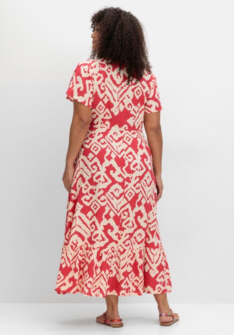 Maxikleid Kurzarm Blumen Ohne Kragen