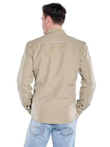 Herren Overshirt mit Leinenanteil , Beige
