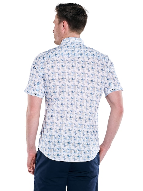 Herren Kurzarm-Hemd gemustert , Hellblau