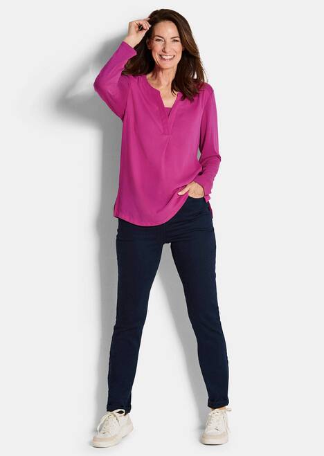 GOLDNER Blouseshirt Blouseshirt met chiffon inzet