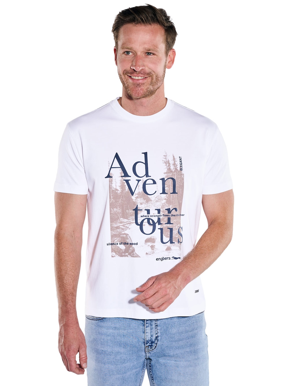 Herren Print T-Shirt , Reinweiss