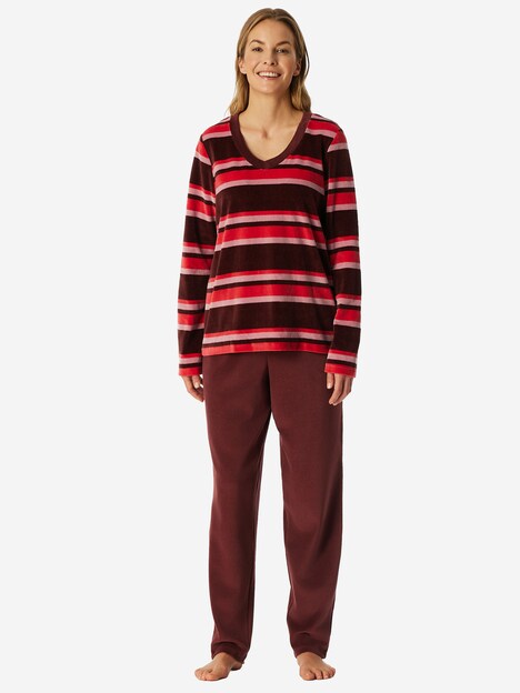 Schiesser Damen Pyjama Comfort Nightwear - burgund
