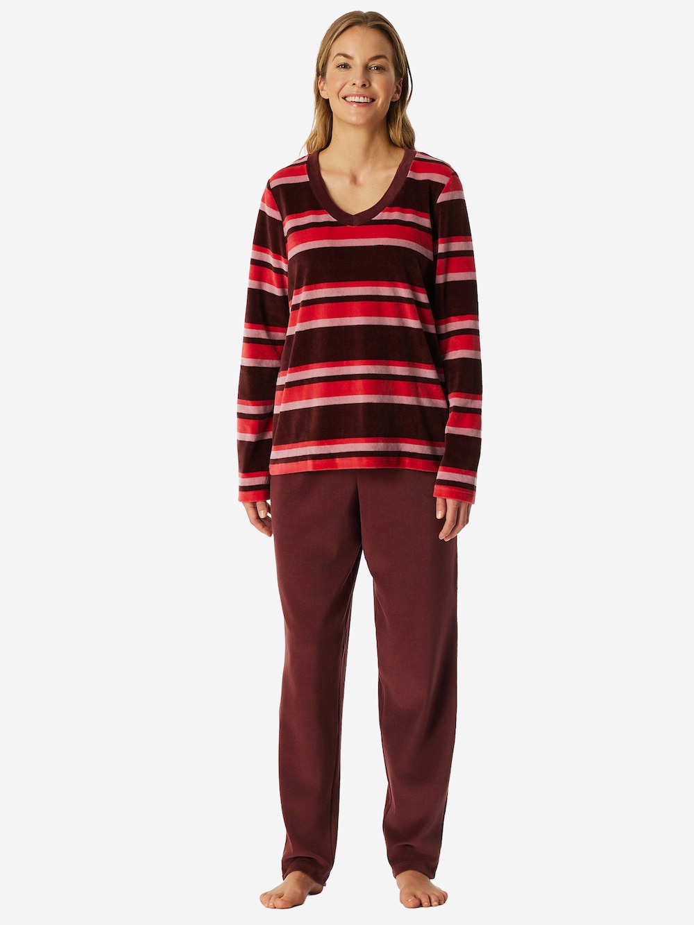 Schiesser Damen Pyjama Comfort Nightwear - burgund