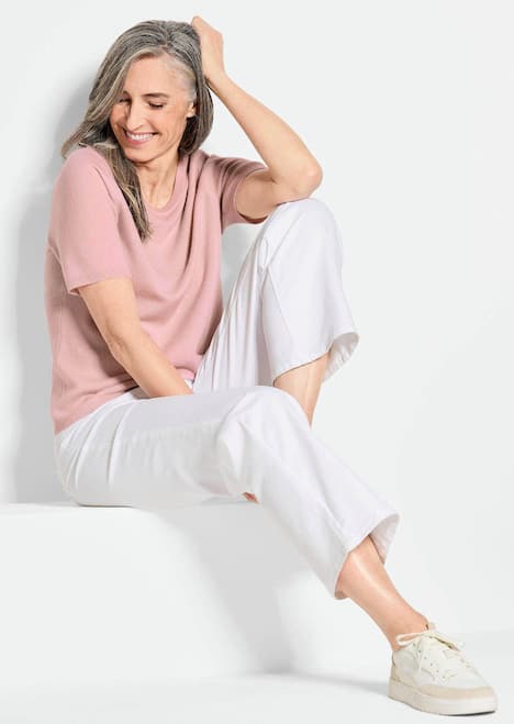 GOLDNER Pullover van kasjmier met ronde hals Pullover van kasjmier met korte mouwen en ronde hals