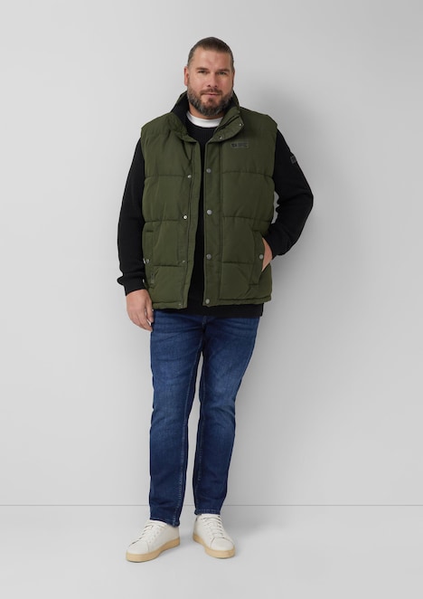 Strukturierter Baumwoll-Pullover mit Label-Patch
