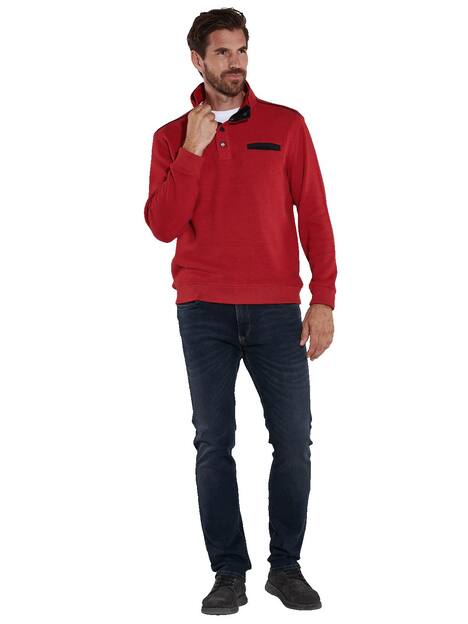 engbers Herren Sweatshirt mit Knopfleiste , Rot