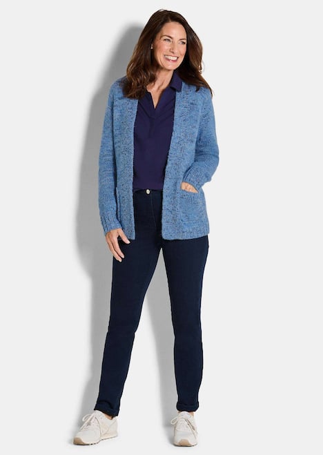 Langarm Melange-Cardigan, flauschig