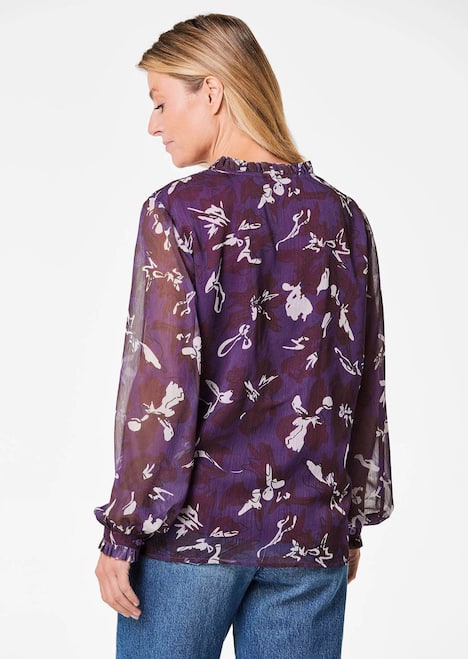 GOLDNER Blouse Chiffon blouse met elastische manchetten