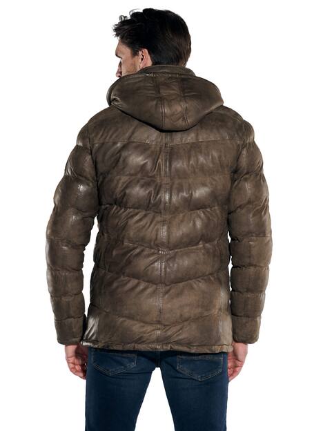 engbers Herren Lederjacke mit Kapuze , Dunkelbraun