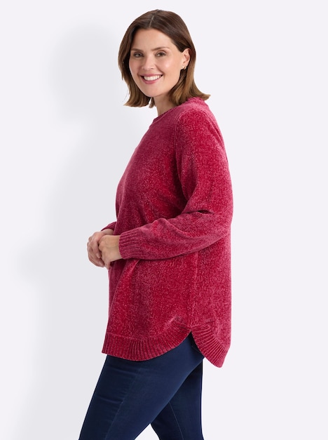 Pullover Pullover aus weicher Chenille-Qualität Langarm ohne Kragen