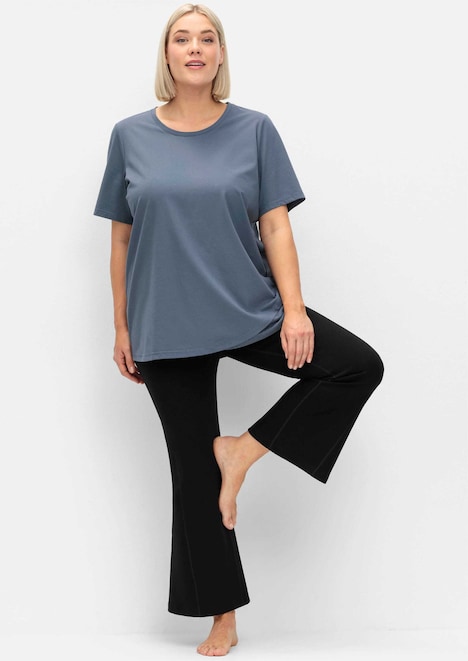T-Shirt Kurzarm Uni Ohne Kragen