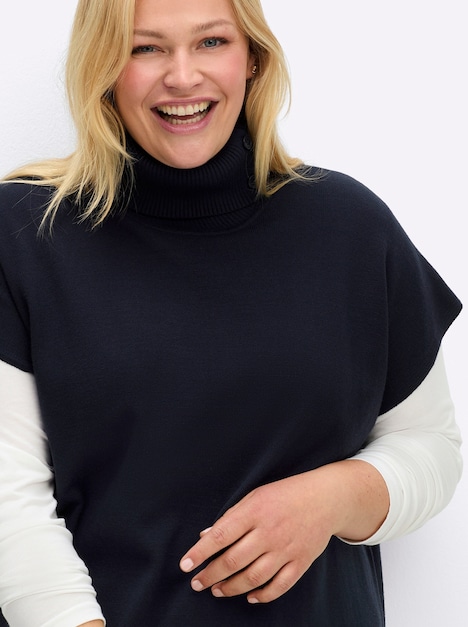 Pullunder Überschnittener Arm Jersey Uni Rollkragen