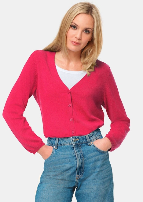 Weiche Kaschmirstrickjacke mit V-Ausschnitt