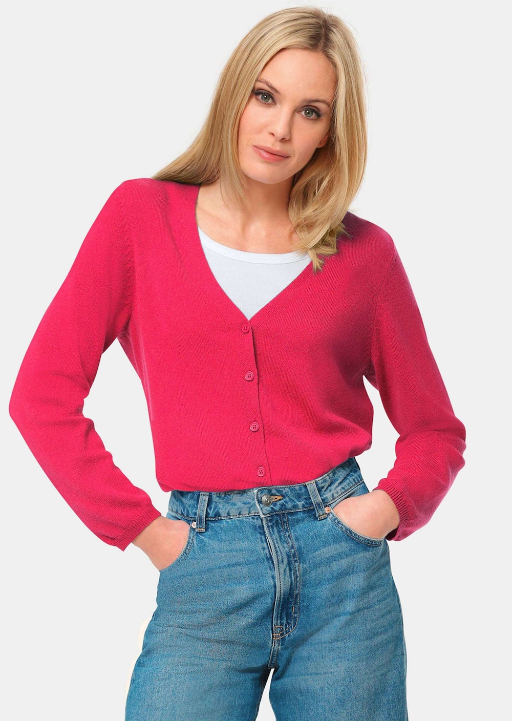 Kaschmir-Strickjacke mit V-Ausschnitt