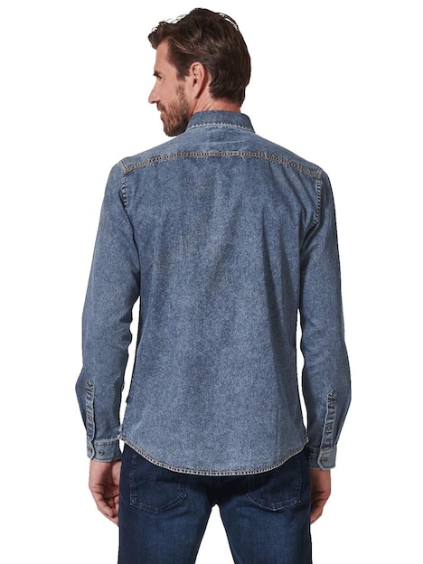engbers Herren Langarm-Hemd in Denim-Optik , Indigoblau