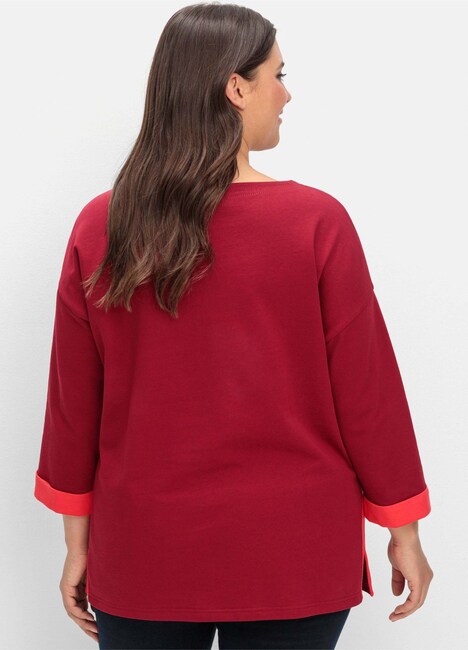 Sweatshirt 3/4-Arm Uni Ohne Kragen