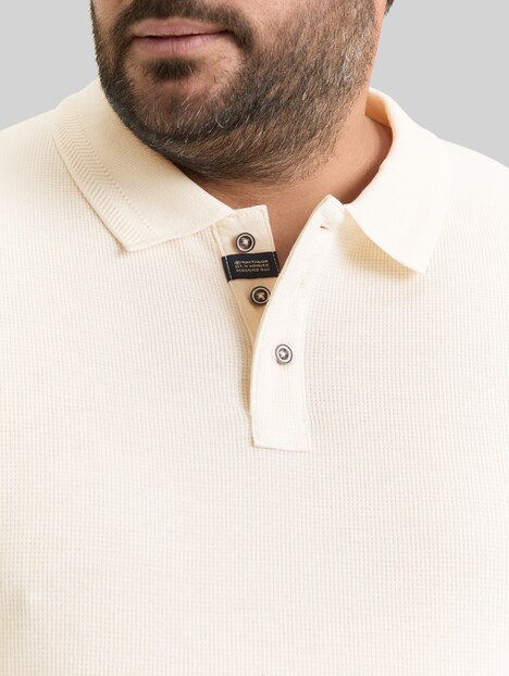Langarm Poloshirt mit Waffelstruktur