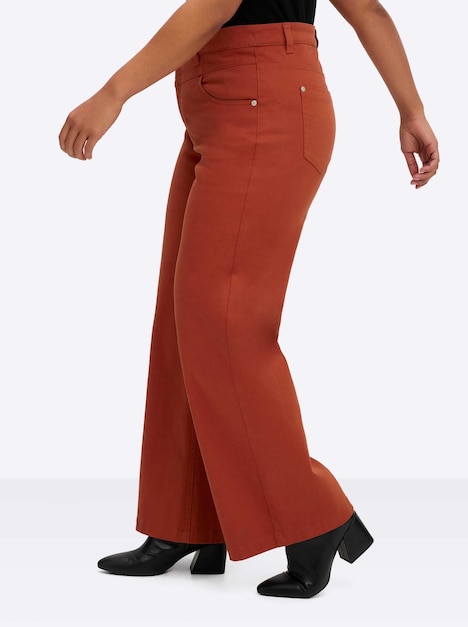 Jeans Jeans mit weitem Bein und High-Waist-Bund Formbund Uni