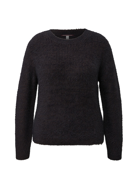 Flauschiger Pullover mit Rundhalsausschnitt