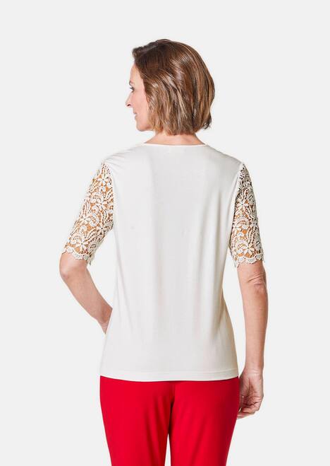 Viskose-Blusenshirt mit Spitze