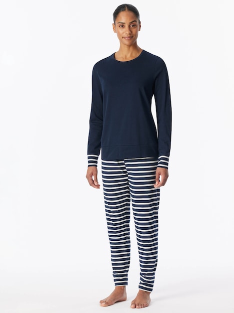 Schiesser Damen Pyjama Casual Essentials - nachtblau