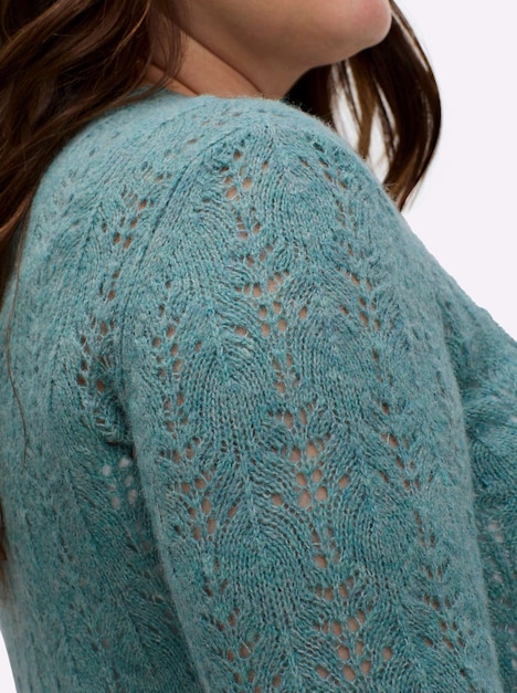 Woll-Mix-Pullover Langarm Jacquard Uni Ohne Kragen