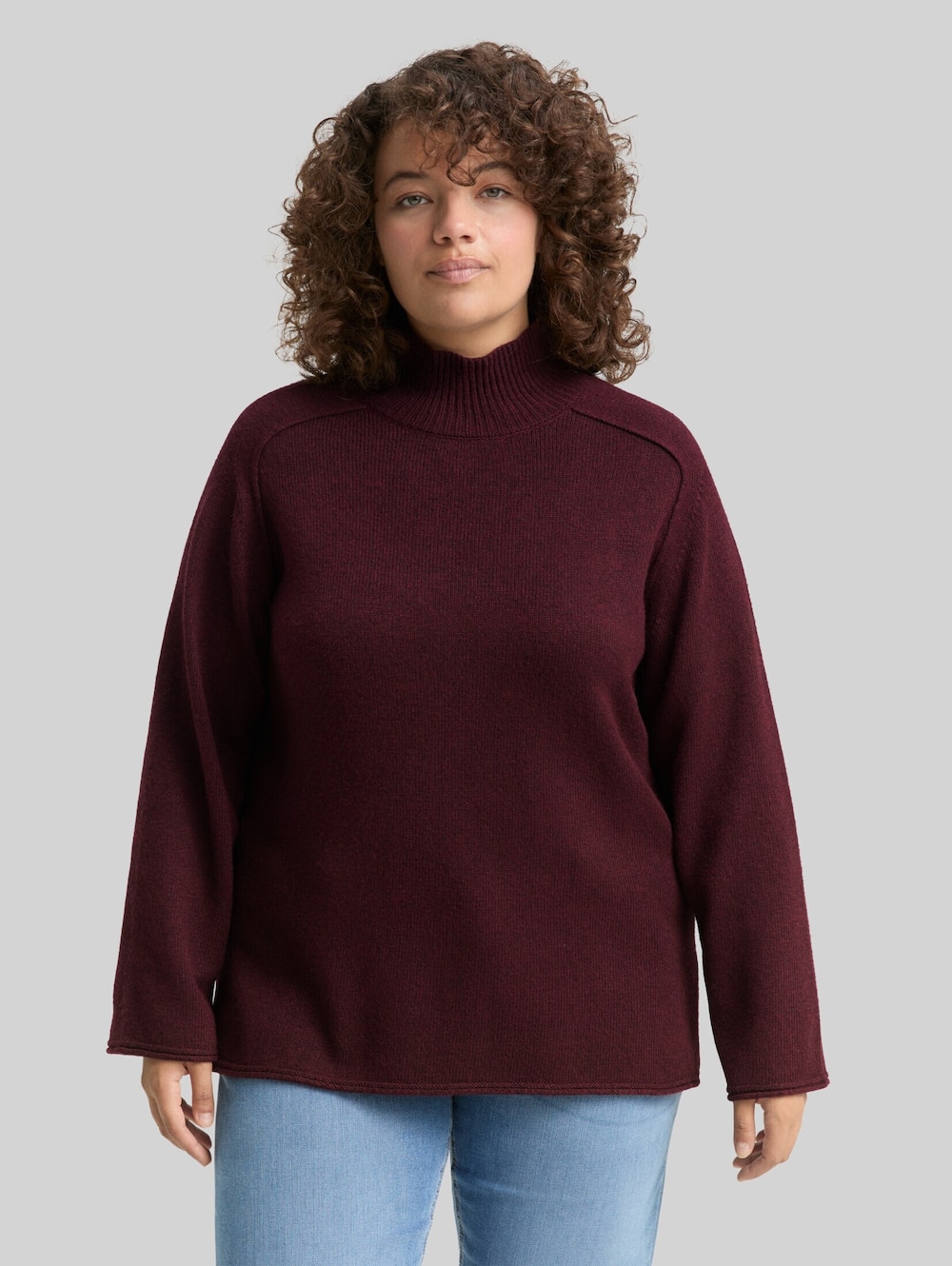 Loose Fit Strickpullover mit Stehkragen