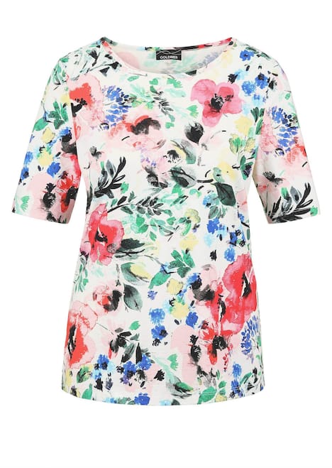 Florales Shirt in bunten Farben mit Halbarm