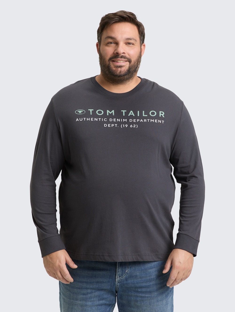 Tom Tailor Men PLUS T-Shirt Plus Size - Langarmshirt mit Logo-Print