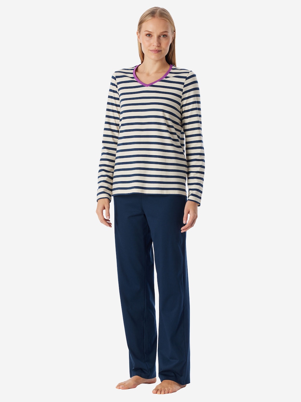 Schiesser Damen Schlafanzug Casual Essentials seasalt