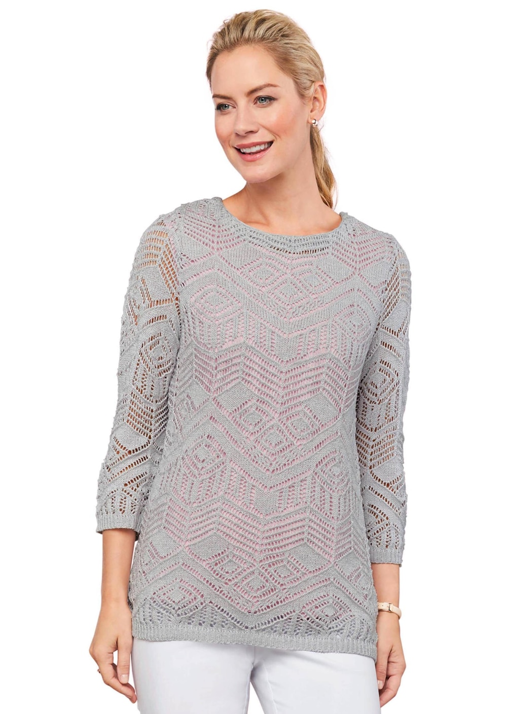 Pullover Sommerlicher Strickpullover mit Ajourmuster