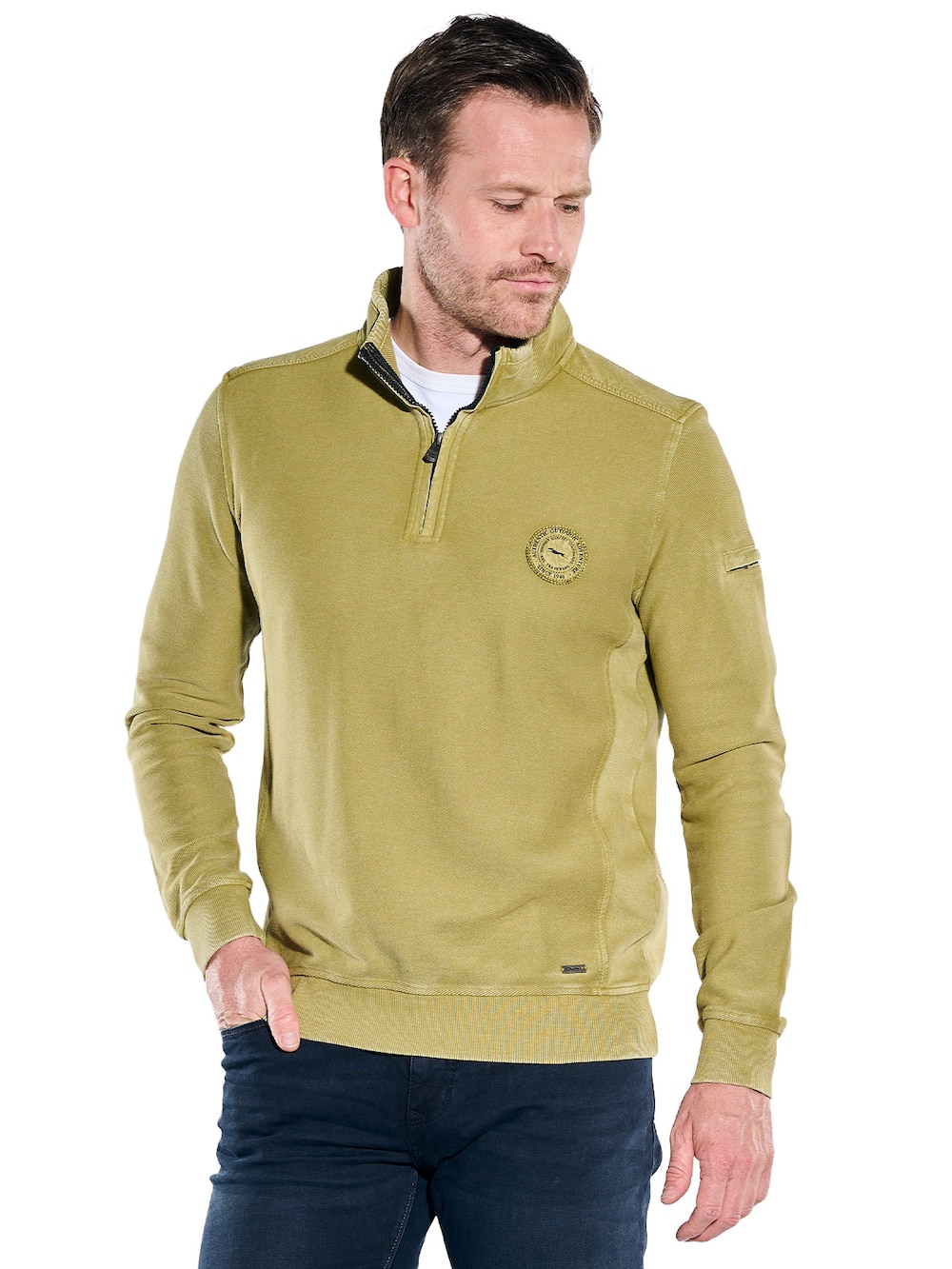 Herren Sweatshirt mit Stehkragen , Hellgruen