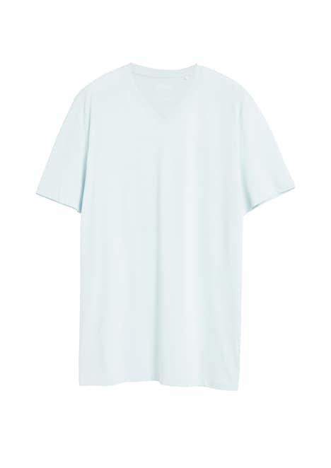 Baumwoll-T-Shirt mit Logo-Print und V-Neck