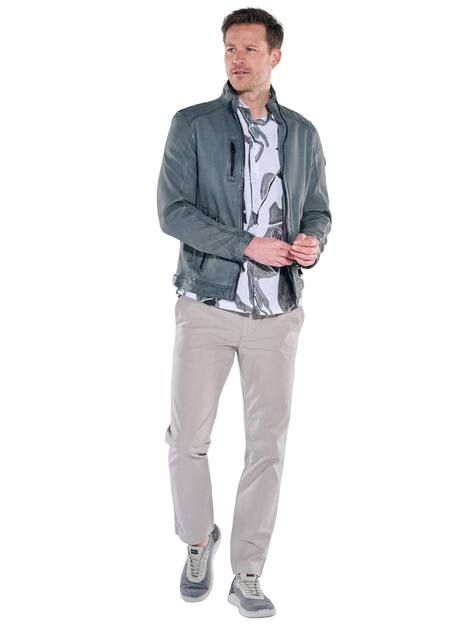 engbers Herren Lederjacke mit langem Stehkragen , Hellblau