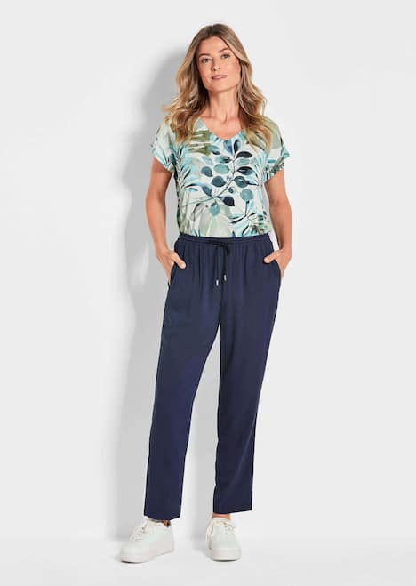 Effen blauwe stoffen broek SARA