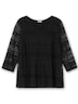 Spitzenshirt 3/4-Arm-Shirt aus elastischer Spitze, gefüttert 3/4-Arm Uni Ohne Kragen