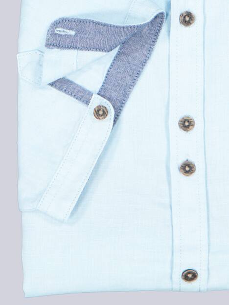 engbers Herren Kurzarm-Hemd mit Leinenanteil , Hellblau