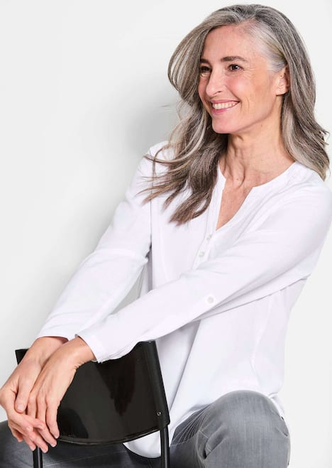 Elegante Viskosebluse mit V-Ausschnitt