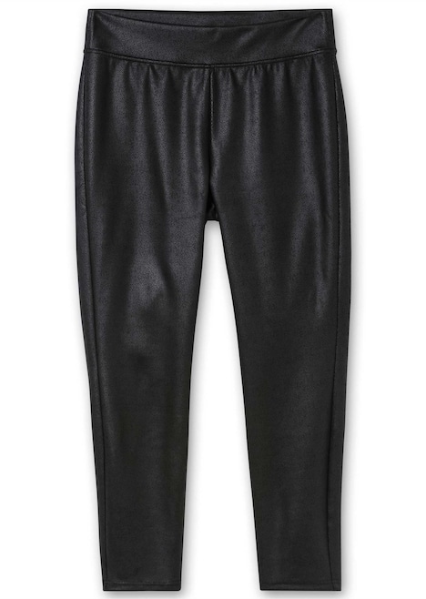 Leggings Leggings in Schimmer-Leder-Optik Rundumdehnbund Uni