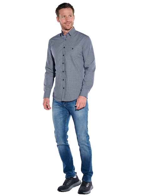 Herren Langarm-Hemd gemustert , Marineblau