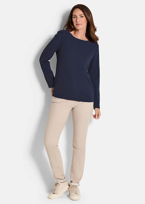 Langarm Melange Jersey-Oberteil