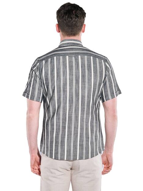 engbers Herren Kurzarm-Hemd gestreift , Schwarz