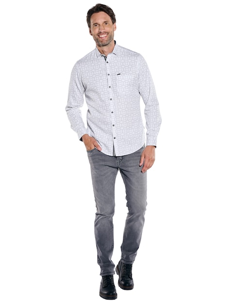 Herren Hemd langarm , Reinweiss