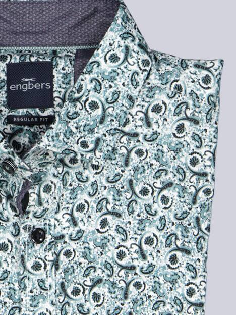 engbers Herren Langarm-Hemd gemustert , Petrolgruen