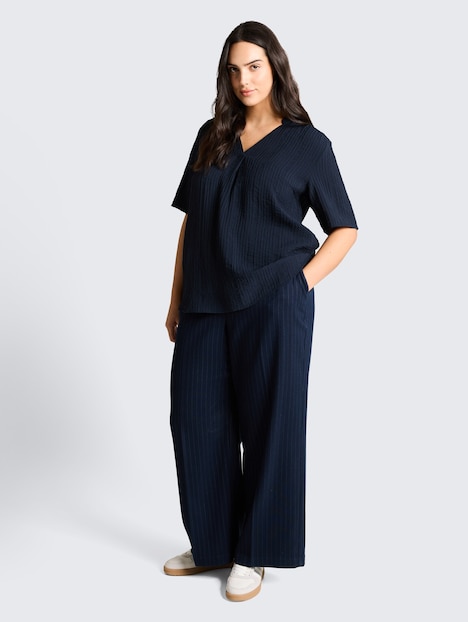 Crinkle Bluse mit V-Ausschnitt