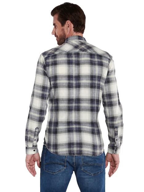 engbers Herren Langarm-Hemd kariert , Indigoblau