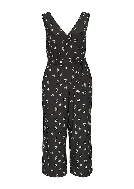 Ärmelloser Jumpsuit mit Eingrifftaschen und Bindeband