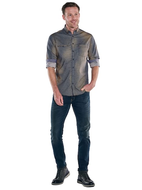 engbers Herren Langarm-Hemd gemustert , Orange