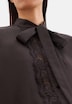 Damen Stehkragenbluse - Uni glänzend