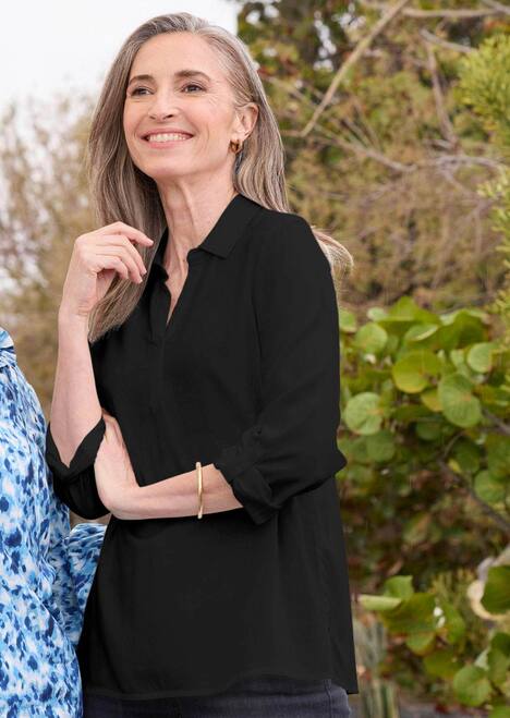 Zeitlose Viskosebluse mit Hemdkragen